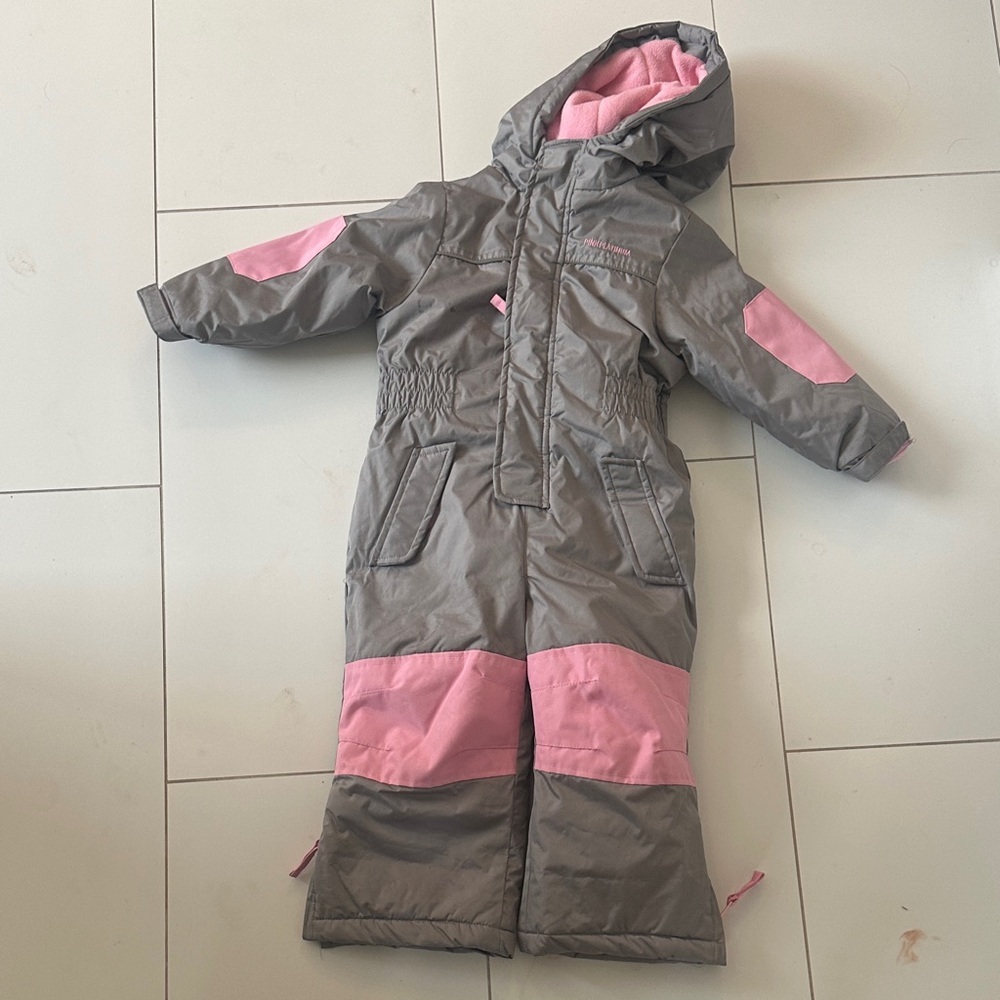 Pink platinum Gray and Pink Hooded Snowsuit 2T